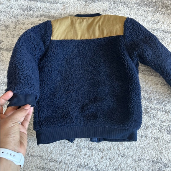 7 for all Mankind baby toddler navy and brown sherpa fleece zip up jacket 24M - Picture 6 of 6
